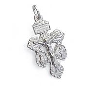 Minoplata Crucifijo del Perdón, Plata de Ley 925, con Medallas de Virgen y San Benedicto, 32mm x 22mm