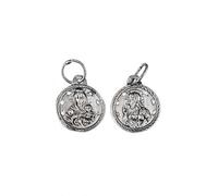 Minoplata Medalla escapulario de Plata de ley Virgen del Carmen y Sagrado Corazón