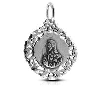 Minoplata Medalla rostro Sagrado Corazón de Jesús de Plata de ley envejecida 26mm