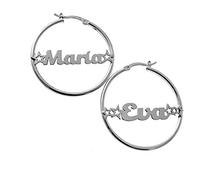 Minoplata Pendientes Aros 35 Mm. de Plata de ley personalizados, la joya de moda que no te puede faltar si eres una mujer original, preciosos para hacer un regalo