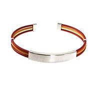 Minoplata Pulsera Bandera España Caucho y Plata de Ley para Mujer un diseño Original para Combinar con Tus Looks y darles tu Toque Personal