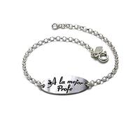 Minoplata Pulsera de Plata A la Mejor Profe un diseño Precioso Ideal para Hacer maestras de Infantil, Primaria o de guardería Fin de Curso u ocasión Especial