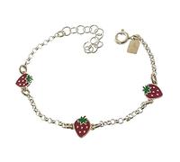 Minoplata Pulsera infantil fresas de Plata de ley 925 el regalo que buscas para niñas coquetas