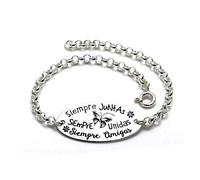 Minoplata Pulsera para Amigas en Plata de Ley Siempre Juntas para Esa Mujer Especial Que está en los Mejores y en los peores Momentos