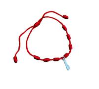 Minoplata Pulsera Roja de Siete Nudos con Amuleto Mano de Plata de Ley 925, Ajustable, Unisex, Hilo de Seda, Espiritual y Tradicional