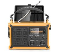 MINORZ Radio Solar de Emergencia con manivela, 12000mAh Radio portatil con 8500mm² Panel Solar, Calidad de Sonido HiFi, Radio Am/FM, SOS, Linterna y lámpara de Lectura para emergencias al Aire Libre