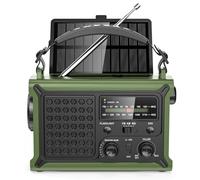 MINORZ Radio Solar de Emergencia con manivela, 12000mAh Radio portatil con 8500mm² Panel Solar, Calidad de Sonido HiFi, Radio Am/FM, SOS, Linterna y lámpara de Lectura para emergencias al Aire Libre
