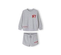 MINOTI Conjunto gris moteado / rojo 128-134 gris moteado / rojo