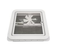 MINRS Claraboya de 42 x 42 cm con protección visual y ventilador, antimosquitos, transpirable, para caravanas, color blanco y negro