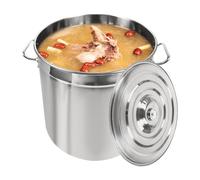 MINRS Olla grande de acero inoxidable de 70 L, con tapa y doble asa, de acero inoxidable, para todo tipo de cocinas, 46,5 x 45 cm