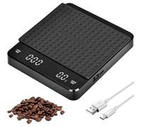 MINSHUXI Báscula de Café Digital con Temporizador 3 Types D'unités Recargable Báscula Café Báscula de Cocina Digital USB Báscula de Cocina Digital Multifuncional Recargable Max 3kg Negro