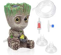 MINSHUXI Treant Groot Decoración de Acuario Paisajismo Artificial Decoración de Piedra de Burbujas con Kit de Válvula de Retención, Manguera de 25cm, Ventosa * 2