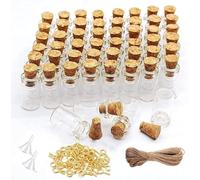 Minsily 200 botellas de vidrio pequeñas de 0,5 ml con tapones de corcho, cordeles de 20 metros, mini viales de vidrio, tornillos de ojo, mini botella de corcho, almacenamiento de manualidades, tarros