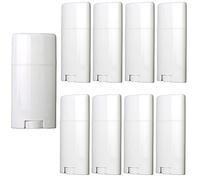 Minsily Paquete de 10 recipientes vacíos blancos de 75 ml para desodorante, tubos ovalados de bálsamo labial de 2.5 onzas, contenedores de desodorante de plástico, tubos ovalados giratorios