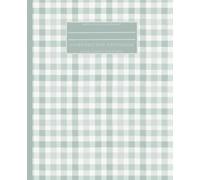 Mint Green Gingham Notebook - 100 Pages, Wide Ruled | 7.5” x 9.25” Soft Matte Journal | Light Pastel Checkered Notebook for Women, Teens & Students | Cottagecore School or Writing Journal