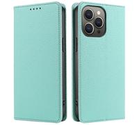 (Mint Green, Multicolor) For iPhone 13 Pro Max Case RFID Blocking Strong Magnetic Leather Wallet Phone Cover - Orange New Arrival