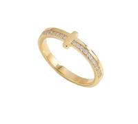 Mint & Lily Let God Be In Control - Anillo de cruz de oro, plata de ley y oro de 18 quilates sobre plata de ley, anillo apilable minimalista de fe para mujer, resistente al deslustre, 10, Oro de 18