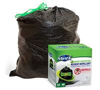 Mint-X Bolsas de basura repelentes de roedores para el hogar e industriales con cordón y tecnología Mint-Flex; 33 galones, 40 unidades, color negro
