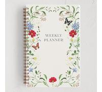 Minted Wild Meadow - Agenda semanal y mensual sin fecha 2026, cuaderno de 5.5 x 8.5 pulgadas, diseño floral de mariposas en espiral, 132 páginas, diseños mensuales y semanales sin fecha para una
