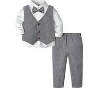 mintgreen Conjunto Bebé Niño Camisa con Chaleco Pajarita, Gris Oscuro, 18-24 Meses, 90