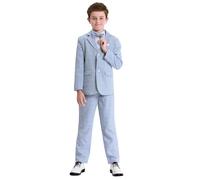 mintgreen Conjunto de blazer para niños de 2 piezas formal para boda, trajes blazer + pantalones + pajarita de 5 a 12 años, azul claro, 6-7 Años