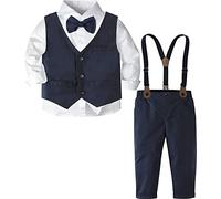 mintgreen Niño Traje Formal Boda Ropa Caballero Chaleco Conjunto Bautizo Tirantes Pajarita Fija, Marina, 4-5 Año, 120