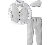 mintgreen Traje Infantil Formal Smoking Conjunto con Newsboy Gorra, Gris Claro, 3-4 años, 110