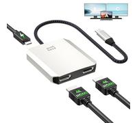 Minthouz Adaptador USB C a HDMI dual, divisor para monitores duales 4K a 60Hz con 95W PD, extensor de pantalla HDMI para MacBook, iPad, Chromebook Pixel, Lenovo, Surface, Dell (MST solo para Windows)
