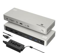 Minthouz Base Thunderbolt 4 con adaptador de 160 W, pantallas 4K individuales o triples de 8K a 60Hz, Ethernet de 2.5G, 4 USB, SD/MicroSD, estación de acoplamiento para laptop para Windows, Dell, HP