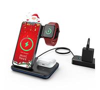 Minthouz Cargador inalámbrico 3 en 1, cargador inalámbrico rápido de 18W para múltiples dispositivos Apple Watch, AirPods, cargador inalámbrico estándar compatible con iPhone 14/13/12/11 Series (con