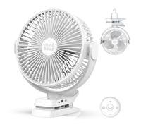 Minthouz Ventilador de clip de 12000 mAh, ventilador de mesa USB de 8 pulgadas, 5 niveles, 29 horas de tiempo de funcionamiento, mando a distancia y pantalla LED, ventilador portátil para oficina en