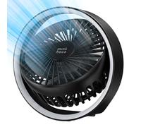 Minthouz Ventilador de escritorio pequeño, luz de 3 niveles y ventilador recargable por USB de 3 velocidades