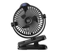 Minthouz Ventilador Portátil con Clip, Ventilador USB-C Recargable de 8000 mAh, 5 Velocidades, Ventilador Silencioso de Escritorio Ideal para Camping, Hogar, Oficina y Carrito para Bebé (Negro)