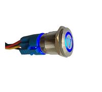Mintice 12V Coche Emergencia Peligro Advertencia Botón Interruptor Palanca | Vehículo Azul LED Luz Interruptores Basculante Impermeable 19mm Conmutador Acero Inoxidable Enchufe