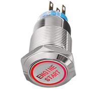 Mintice 12V Coche Rojo LED Luz Botón de Arranque Momentáneo de interruptor de Palanca Basculante Impermeable 16mm Conmutador Acero Inoxidable Ignición Engine Start