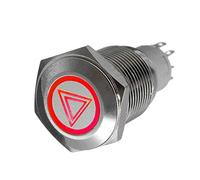 Mintice 12V Coche Rojo Led Luz Emergencia Peligro Advertencia Botón de Interruptor de Palanca Basculante Impermeable 16mm Conmutador Acero Inoxidable