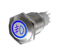 Mintice 12V Coche Vehículo Azul LED Luz Niebla Botón de interruptor de Palanca Basculante Impermeable 16mm Conmutador Acero Inoxidable ON/OFF