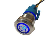 Mintice 12V Coche Vehículo Azul LED Luz Trasera Antineblina Botón de interruptor de Palanca Basculante Impermeable 19mm Conmutador Acero Inoxidable ON/OFF Enchufe Cable
