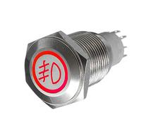 Mintice 12V Coche Vehículo Rojo LED Luz Niebla Botón de interruptor de Palanca Basculante Impermeable 16mm Conmutador Acero Inoxidable ON/OFF