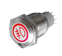 Mintice 12V Coche Vehículo Rojo LED Luz Trasera Antineblina Botón de interruptor de Palanca Basculante Impermeable 16mm Conmutador Acero Inoxidable ON/OFF