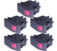 Mintice 5 Piezas 12V 20A 24V 10A Interruptor Basculante Coche Impermeable | Luz LED Rojo Interruptor Botón Pulsador Conmutador Palanca On Off 4Pin