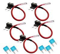 Mintice 5 Piezas Coche 12V 24V Mini Adaptador de Fusible Add A Circuit Circuito de Portafusible Grifo Fusible Terminal de Soporte de La Hoja 15A