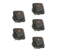 Mintice 5 Piezas Interruptor Botón Pulsador Camión Vehículo Barco 25mm Ronda de Palanca Basculante Luz Led Rojo Encendido Apagado de Control 12V 25A