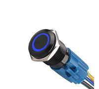 Mintice Caso Negro 16mm Azul Ángel Símbolo Ojo Led 12V Interruptor de Botón Pulsador Palanca Alternar Metal Vehículo Conmutador Clavija Enchufe Cable