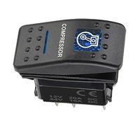 Mintice Coche 12V 20A Led Azul Interruptor de Palanca Basculante Luz Impermeable Interruptor de Botón Pulsador Conmutador Coche 5 Pines Compressor