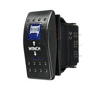 Mintice Vehículo de 12V 20A LED Azul Luz Interruptor de Palanca Basculante Momentáneo Interruptor de Botón Pulsador Conmutador Coche 7Pin Winch In out Light