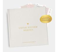 MINTKIND® Diario de embarazo de lino "Mi embarazo" + juego de pegatinas, tapa dura para registrar I regalo para embarazadas y futuras madres | álbum de fotos de embarazo álbum de fotos de bebé