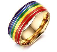 Mintolex Anillo de orgullo de acero de titanio, anillo de eternidad LGBT, arco iris, lesbiana, independiente, bisexual, trans, no binario, LGBTQ, orgullo, luna, amistad, matrimonio, promesa, regalo