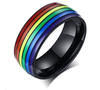 Mintolex Anillo de orgullo de acero de titanio, anillo de eternidad LGBT, arco iris, lesbiana, independiente, bisexual, trans, no binario, LGBTQ, orgullo, luna, amistad, matrimonio, promesa, regalo
