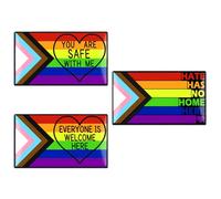 Mintolex Juego de 3/6 pines de orgullo LGBTQ+ Progress Pride Ally, insignias de bandera, botón de bandera de arco iris, broche esmaltado con texto en inglés "You're Safe with Me Can Be Yourself